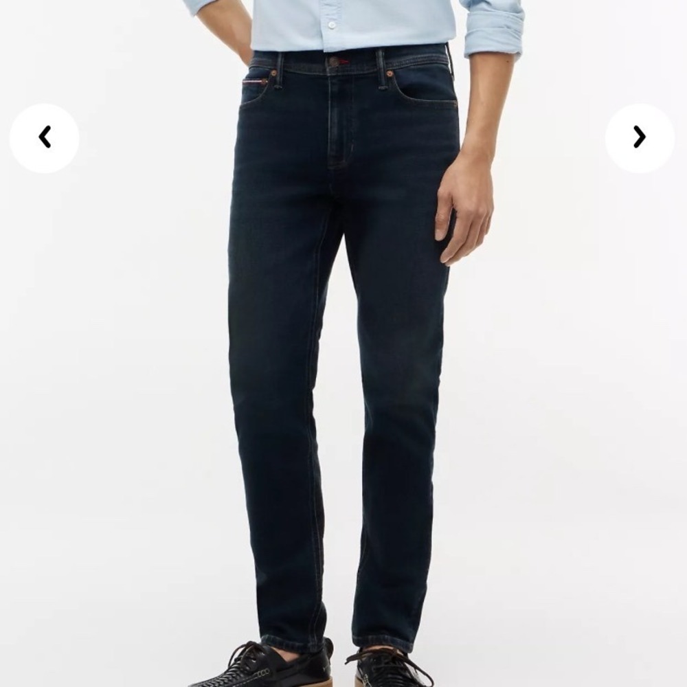 Tommy Hilfiger Mens Skinny Fit Dark Wash Stretch Denim Jeans 33x30 Blue